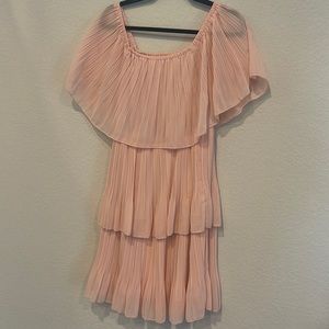 Blush off shoulder dress